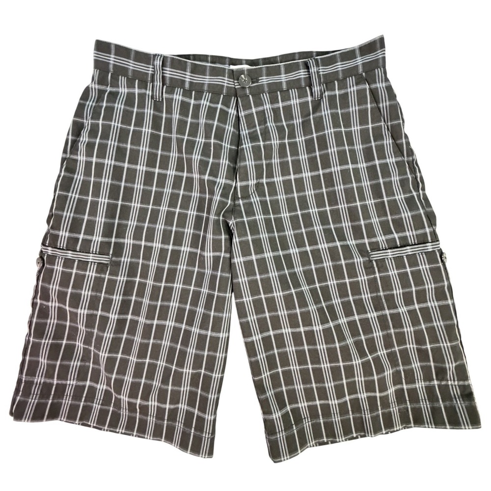 Adidas Mens Plaid Cargo Shorts‎ Size 30 Athletic Golf Casual Gray
